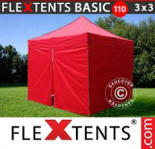 Pop up Canopy FleXtents Basic 110, 3x3 m Red, incl. 4 sidewalls
