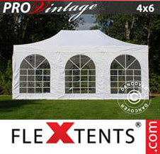 Pop up Canopy FleXtents PRO Vintage Style 4x6 m White, incl. 8 sidewalls