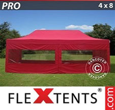 Pop up Canopy FleXtents PRO 4x8 m Red, incl. 6 sidewalls