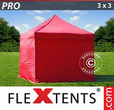 Pop up Canopy FleXtents PRO 3x3 m Red, incl. 4 sidewalls