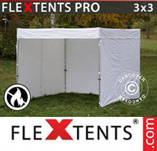 Pop up Canopy FleXtents PRO Exhibition w/sidewalls, 3x3 m, White, Flame...