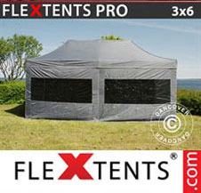 Pop up Canopy FleXtents PRO 3x6 m Grey, incl. 6 sidewalls