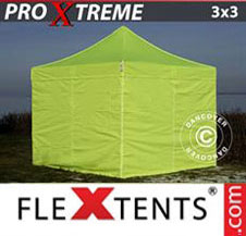 Pop up Canopy FleXtents Pro Xtreme 3x3 m Neon yellow/green, incl. 4 sidewalls