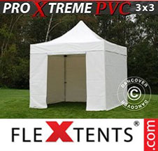 Pop up Canopy FleXtents Pro Xtreme Heavy Duty 3x3 m White, Incl. 4 sidewalls