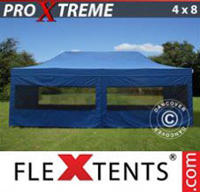 Pop up Canopy FleXtents Pro Xtreme 4x8 m Blue, incl. 6 sidewalls