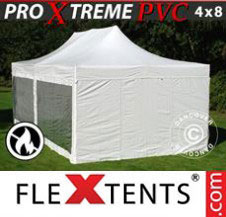 Pop up Canopy FleXtents Pro Xtreme Heavy Duty 4x8 m White, incl. 6 sidewalls