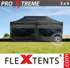 Pop up Canopy FleXtents Pro Xtreme 3x6 m Black, incl. 6 sidewalls