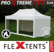 Pop up Canopy FleXtents Pro Xtreme Heavy Duty 3x6 m White, incl. 6 sidewalls