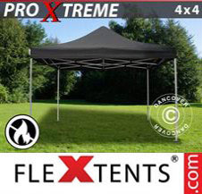 Pop up Canopy FleXtents Pro Xtreme 4x4 m Black, Flame retardant