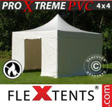 Pop up Canopy FleXtents Pro Xtreme Heavy Duty 4x4 m White, Incl. 4 sidewalls