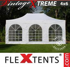 Pop up Canopy FleXtents Pro Xtreme Vintage Style 4x6 m White, incl. 8 sidewalls