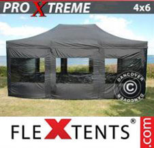 Pop up Canopy FleXtents Pro Xtreme 4x6 m Black, incl. 8 sidewalls