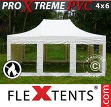 Pop up Canopy FleXtents Pro Xtreme Heavy Duty 4x6 m White, incl. 8 sidewalls