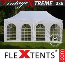 Pop up Canopy FleXtents Pro Xtreme Vintage Style 3x6 m White, incl. 6 sidewalls
