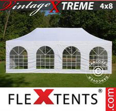 Pop up Canopy FleXtents Pro Xtreme Vintage Style 4x8 m White, incl. 6 sidewalls