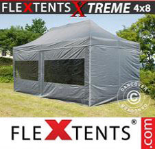Pop up Canopy FleXtents Pro Xtreme 4x8 m Grey, incl. 6 sidewalls