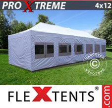 Pop up Canopy FleXtents Pro Xtreme 4x12 m White, incl. sidewalls