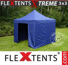 Pop up Canopy FleXtents Pro Xtreme 3x3 m Dark blue, incl. 4 sidewalls