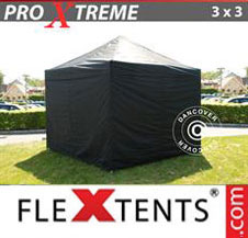 Pop up Canopy FleXtents Pro Xtreme 3x3 m Black, incl. 4 sidewalls