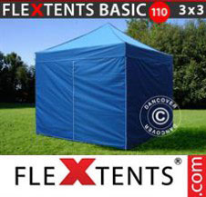 Pop up Canopy FleXtents Basic 110, 3x3 m Blue, incl. 4 sidewalls