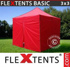 Pop up Canopy FleXtents Basic 3x3 m Red, incl. 4 sidewalls