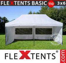 Pop up Canopy FleXtents Basic 110, 3x6 m White, incl. 6 sidewalls