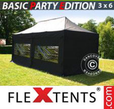 Pop up Canopy FleXtents Basic 3x6 m Black, incl. 6 sidewalls