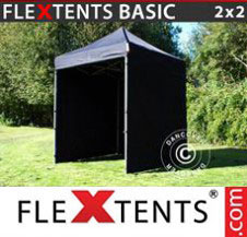 Pop up Canopy FleXtents Basic 2x2 m Black, incl. 4 sidewalls