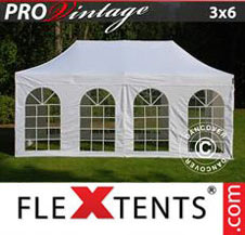 Pop up Canopy FleXtents PRO Vintage Style 3x6 m White, incl. 6 sidewalls