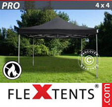 Pop up Canopy FleXtents PRO 4x4 m Black, Flame retardant