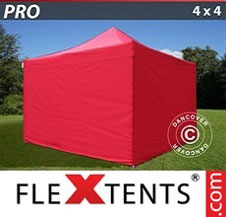 Pop up Canopy FleXtents PRO 4x4 m Red, incl. 4 sidewalls