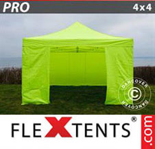 Pop up Canopy FleXtents PRO 4x4 m Neon yellow/green, incl. 4 sidewalls