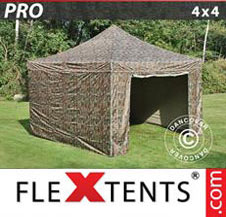 Pop up Canopy FleXtents PRO 4x4 m Camouflage/Military, incl. 4 sidewalls