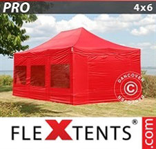 Pop up Canopy FleXtents PRO 4x6 m Red, incl. 8 sidewalls