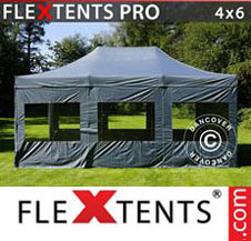 Pop up Canopy FleXtents PRO 4x6 m Grey, incl. 8 sidewalls