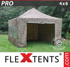 Pop up Canopy FleXtents PRO 4x6 m Camouflage/Military, incl.8 sidewalls