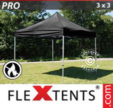 Pop up Canopy FleXtents PRO 3x3 m Black, Flame retardant