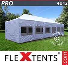 Pop up Canopy FleXtents PRO 4x12 m White, incl. sidewalls