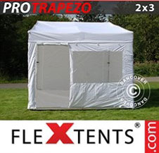 Pop up Canopy FleXtents PRO Trapezo 2x3m White, incl. 4 sidewalls