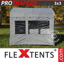 Pop up Canopy FleXtents PRO Trapezo 3x3m Grey, incl. 4 sidewalls