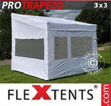 Pop up Canopy FleXtents PRO Trapezo 3x3m White, incl. 4 sidewalls