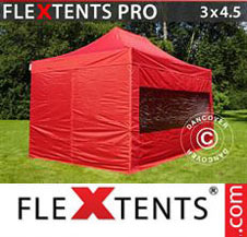 Pop up Canopy FleXtents PRO 3x4.5 m Red, incl. 4 sidewalls