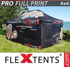Pop up Canopy FleXtents PRO with full digital print, 4x6 m, incl. 4 sidewalls