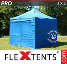 Pop up Canopy FleXtents PRO 3x3 m Blue, incl. 4 sidewalls