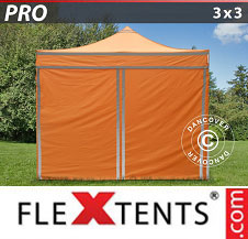 Pop up Canopy FleXtents PRO Work tent 3x3 m Orange Reflective, incl. 4...