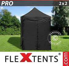 Pop up Canopy FleXtents PRO 2x2 m Black, incl. 4 sidewalls