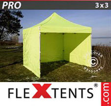 Pop up Canopy FleXtents PRO 3x3 m Neon yellow/green, incl. 4 sidewalls