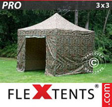 Pop up Canopy FleXtents PRO 3x3 m Camouflage/Military, incl. 4 sidewalls