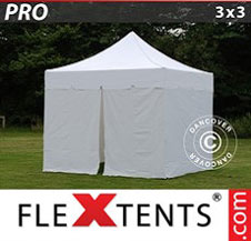 Pop up Canopy FleXtents PRO "Peaked" 3x3 m White, incl. 4 sidewalls