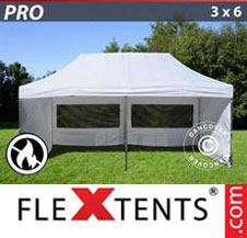 Pop up Canopy FleXtents PRO 3x6 m White, Flame retardant, incl. 6 sidewalls